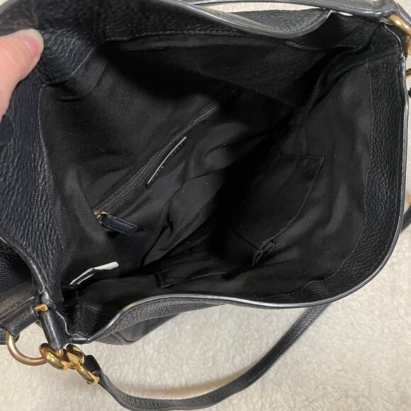 Marc Jacobs Empire City Hobo Handbag Black Pebbled Leather Flap Top 2 Strap - Picture 8 of 9